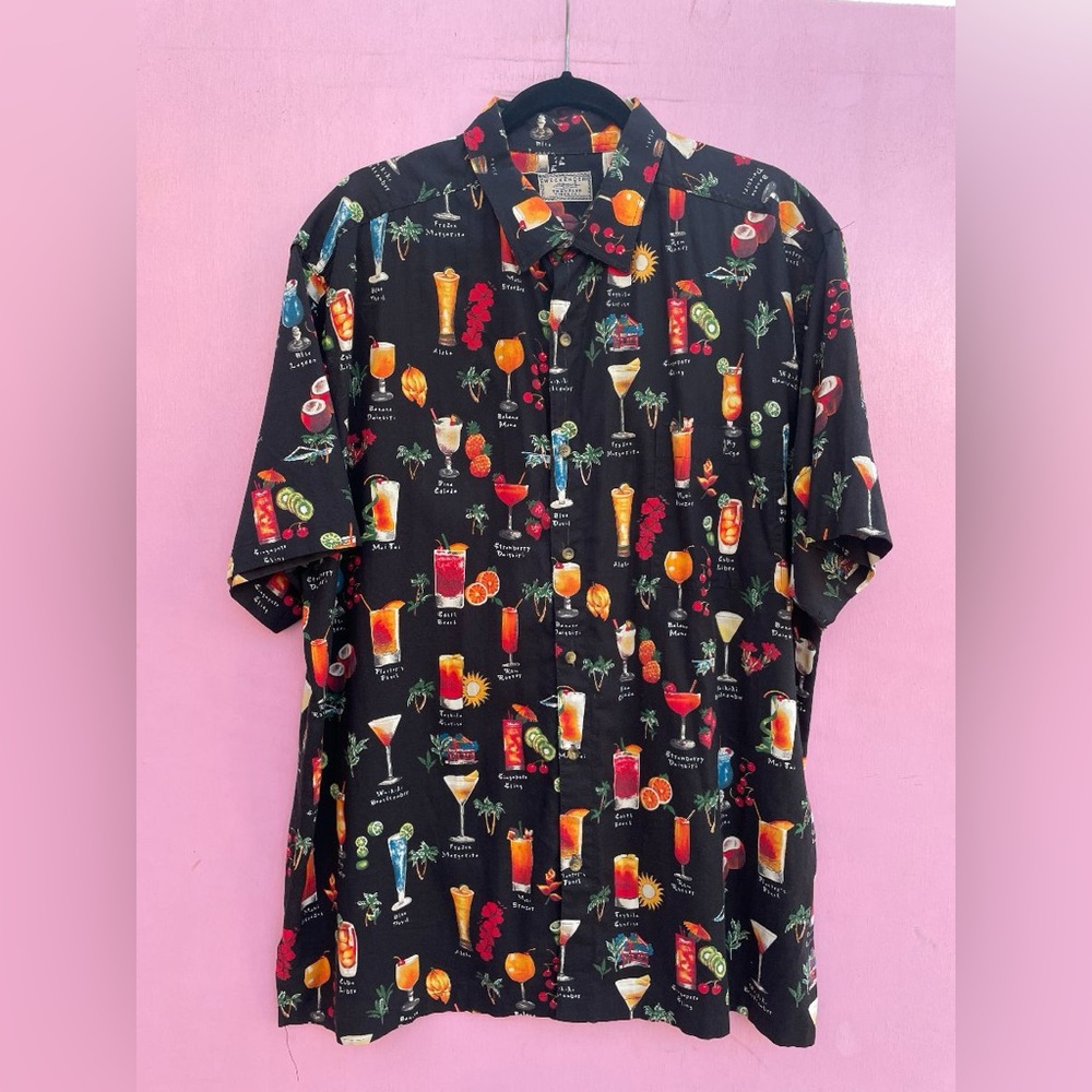 Colorful Cocktail Print Men's Hawaiian Shirt